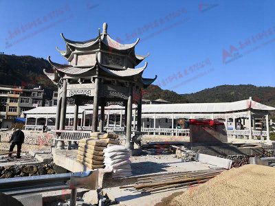 石雕凉亭施工现场