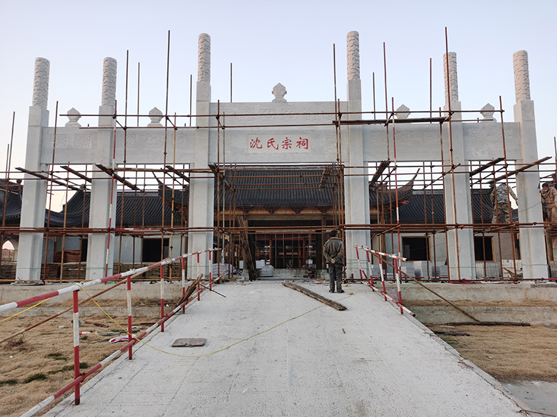 宗祠五门石牌坊安装展示